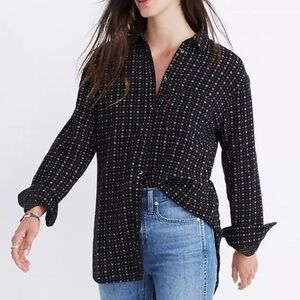 Madewell Oversized Ex-Boyfriend Shirt Mayfair Foulard Blue Sz XS (Oversized Fit)